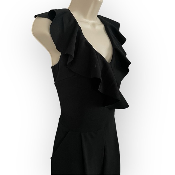 Tahari Arthur S Levine women’s v-neck ruffle sleeveless wide leg jumpsuit size 6 - Picture 3 of 8